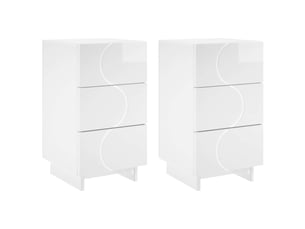 Table de chevet - cabinet de chevet - table de nuit 2 pièces blanc brillant 33,5 x 34,5 x 60 cm