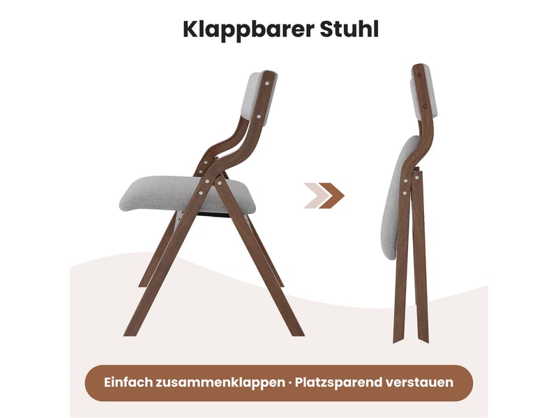  Lot de 6 chaises de salle à manger pliantes,avec structure en bois,lin,gris  - Conforama E