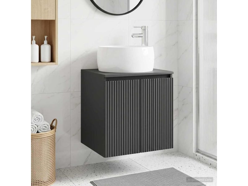  Vanité de lavabo mural, meuble de rangement noir 49.5x44.5x66 cm  - Conforama B