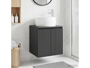 Vanité de lavabo mural, meuble de rangement noir 49.5x44.5x66 cm