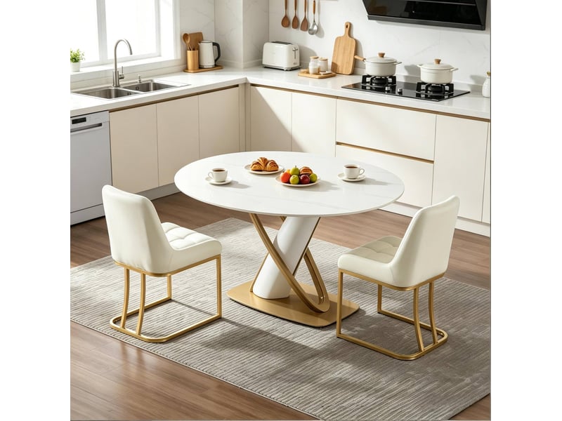  Chaise de salle à manger 52,5x42,5x 84cm, lot de 2, en métal, ergonomique, moderne et stable, couleur beige  - Conforama B
