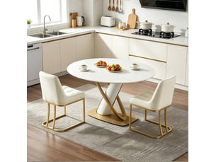 Chaise de salle à manger 52,5x42,5x 84cm, lot de 2, en métal, ergonomique, moderne et stable, couleur beige