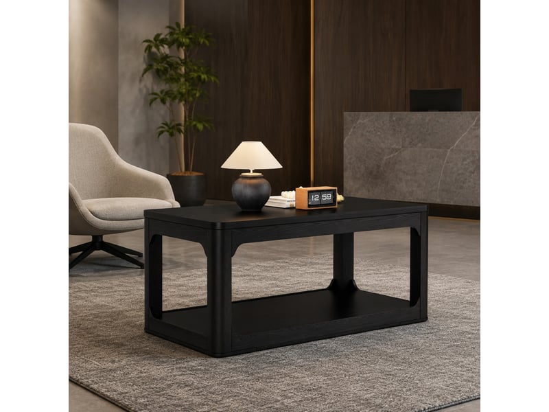  Table basse 100 x 50 x 44,5 cm en mdf à deux niveaux noire chicfurn  - Conforama C