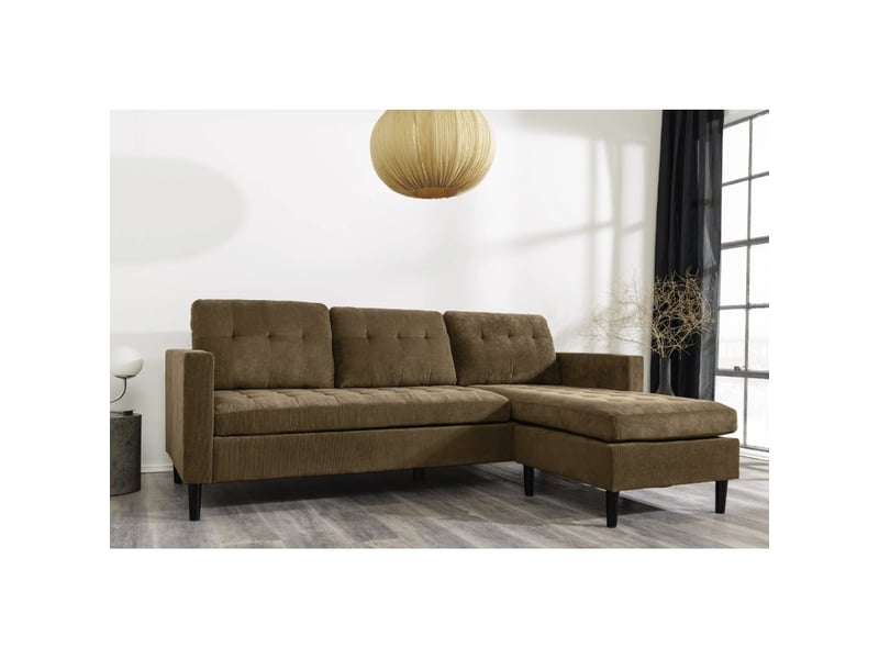  Canapé d'angle city brun capitonné réversible – canapé contemporain en velours côtelé  - Conforama D