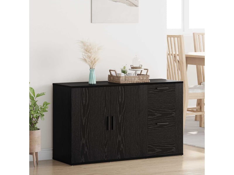  Buffet - bahut - meuble de rangement chêne noir 100 x 33 x 59,5 cm bois d'ingénierie  - Conforama B