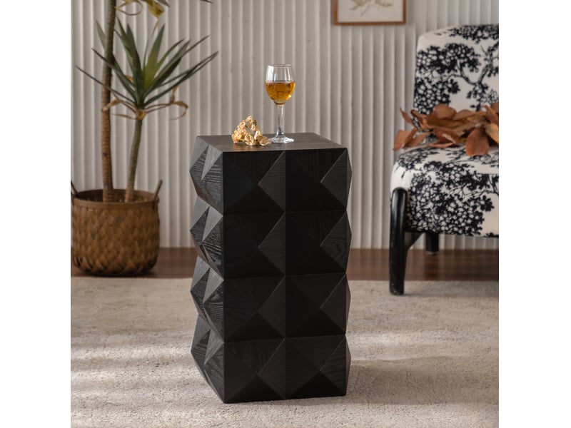  Table de chevet rétro avec plateau 1 niveau, sans montage, pour chambre, en bois massif et mdf, noir, 68,5 × 44 × 43,5 cm  - Conforama C