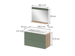 Vicco meubles bain, vertchêne doré, 3 pièces