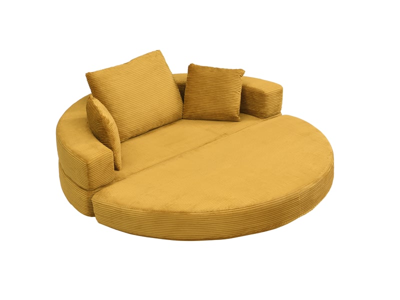 Canapé‑lit ovale modulable sans structure 173 x 176 cm, autoportant, revêtement velours côtelé, livré avec coussins, canapé‑lit pliable multifonction Fay Lum - Conforama A