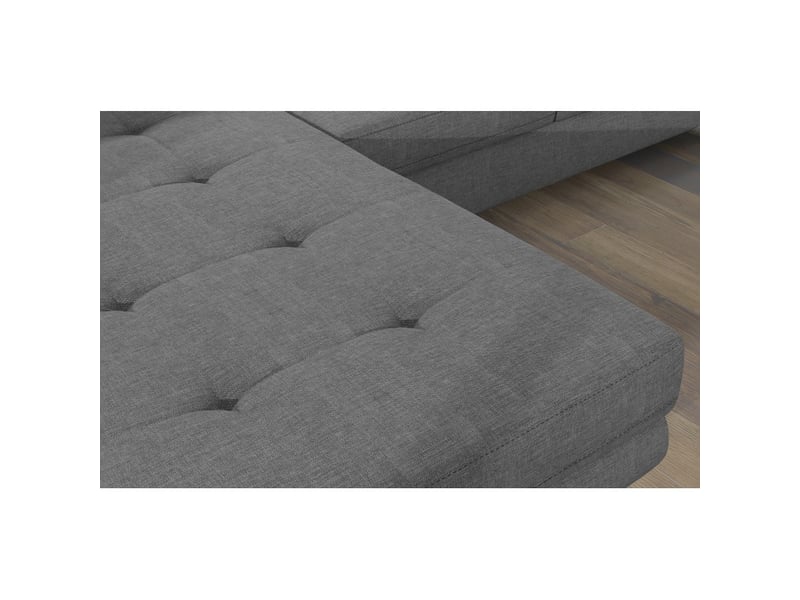  Canapé d'angle convertible amanda gris clair en tissu effet lin avec coffre  - Conforama D