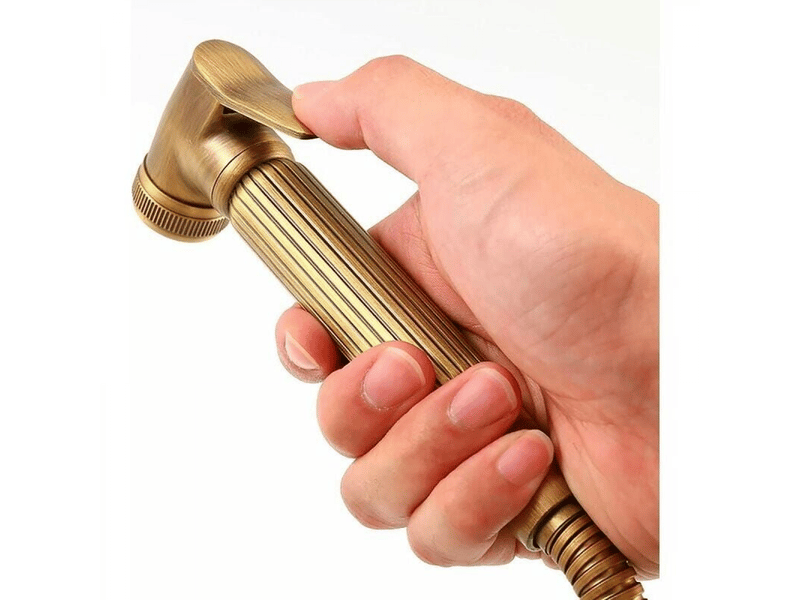  Kit de bidet pour toilette, douchette de bidet portable murale avec tuyau et support pour salle de bain, bronze antique  - Conforama C