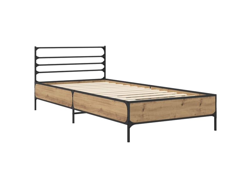Lit simple- lit adulte - cadre de lit chêne artisanal 80 x 200 cm bois d'ingénierie - Conforama B