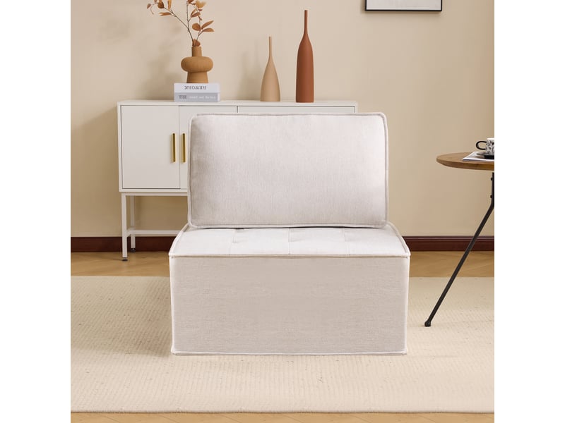  Fauteuil modulable beige avec rangement intégré canapé compact pour salon moderne  - Conforama W