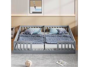 Lit 2 places 90x200 cm <strong>MERAX</strong>  <strong>lit enfant blanc</strong> coloris gris