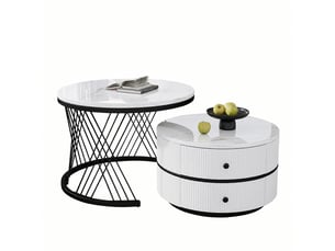 Table basse rond(e) coloris blanc <strong></strong> <strong></strong> - 60 cmx50 cm