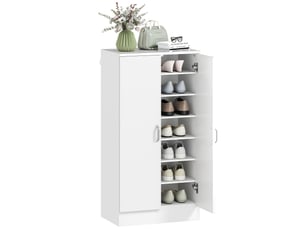 Meuble à chaussures en bois blanc avec 6 étagères réglables, 55 x 35 x 108 cm