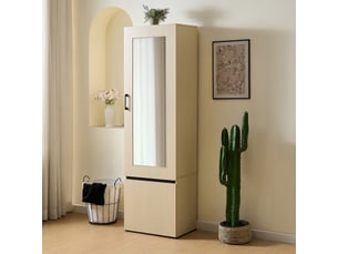 Meuble d'entrée étroite avec miroir - 54x34.5x179.5cm - meuble vestiaire avec tringle extensible - bois
