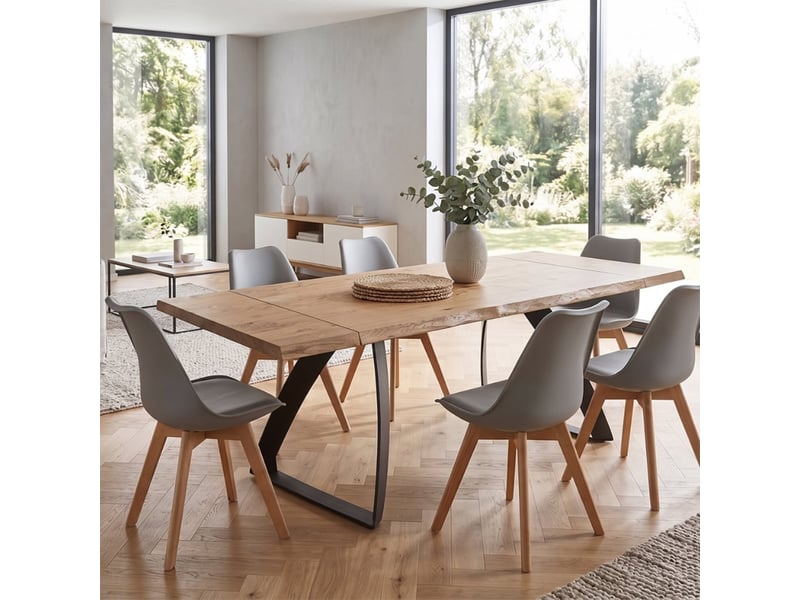  Table à manger extensible en bois et métal 160240x90 timber - chêne  - Conforama D