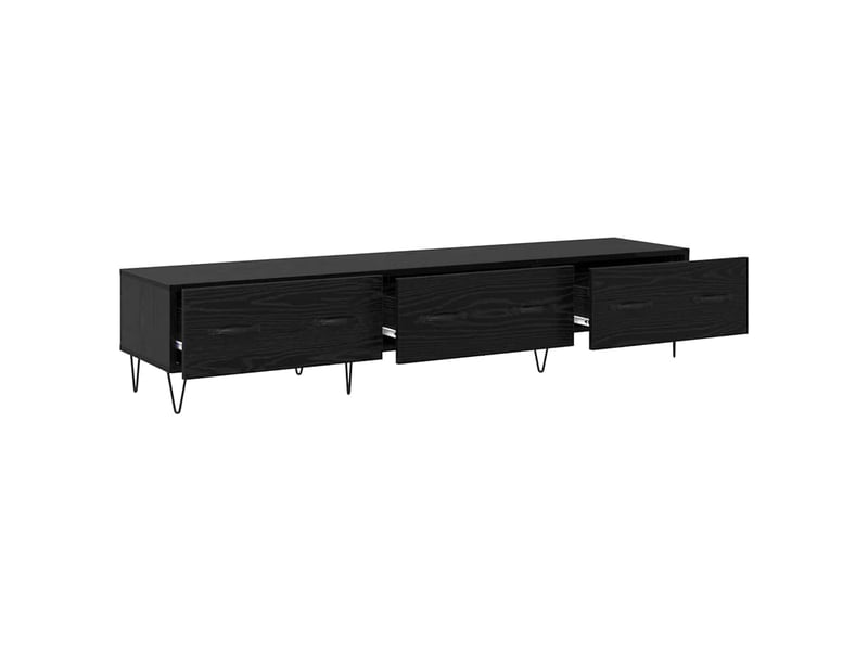  Meuble tv - banc tv - meuble de rangement 150 x 36 x 30 cm chêne noir bois d'ingénierie  - Conforama E