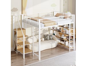 Lit mezzanine 140x200 cm <strong>MODENUIT </strong>  <strong></strong> coloris blanc