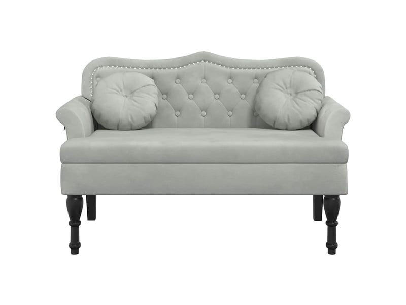  Banc salon, banc interieur avec coussins gris clair 120,5x65x75 cm velours  - Conforama C