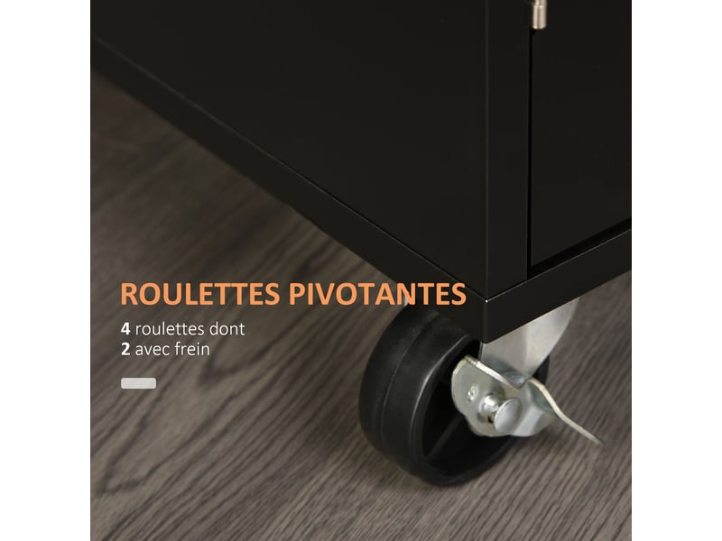  Desserte de cuisine à roulettes avec tiroir et placard noir et naturel 83 x 45 x 91,5 cm  - Conforama E