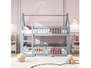 Lit superposé 90x200 cm <strong>BEAUNIV</strong> <strong></strong> coloris gris