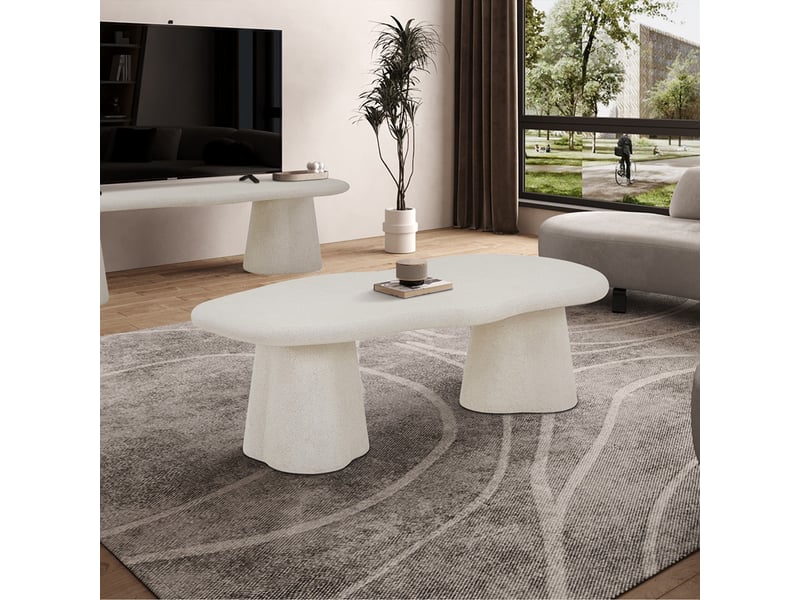 Faro - table basse couleur ciment 130 cm FARO-TAB-BAS-130 - Conforama C