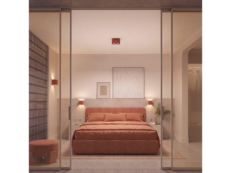 Plafonnier riff 2 ocre rouge gu10 aluminium moderne 12x20.5x10cm SL.3058 - Conforama B