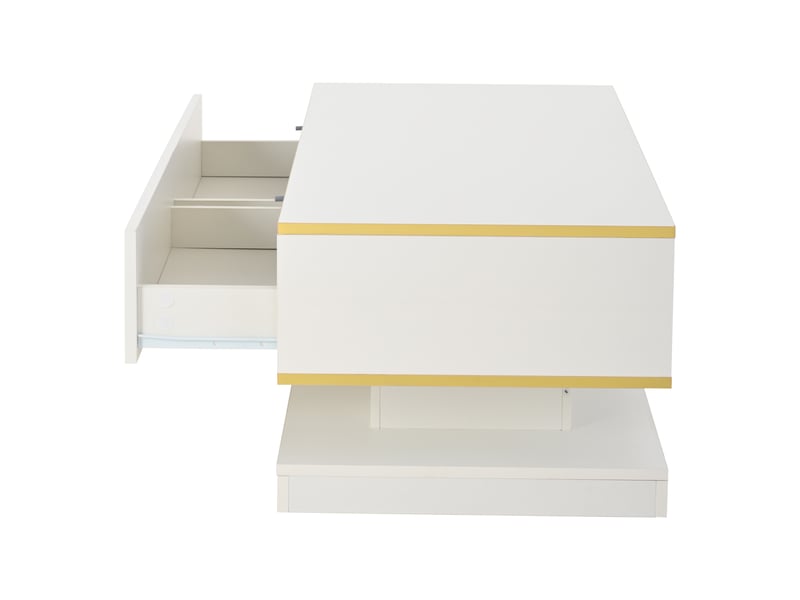  Table basse, 100x50x38 cm, 2 tiroirs, panneau de particules, blanc  - Conforama E
