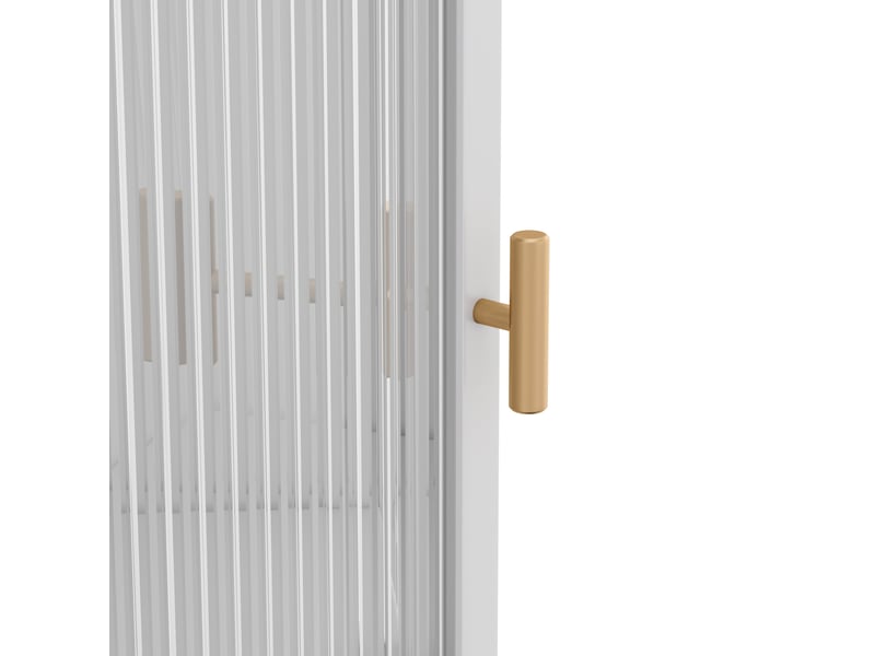  Meuble d'angle 3 niveaux 1 porte verre trempé et métal blanc 56x42.5x110 cm W2552P481337 - Conforama E