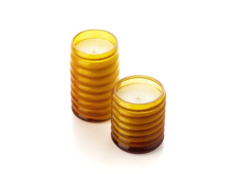  Le pot à bougie golden hive - miel - haut  - Conforama D