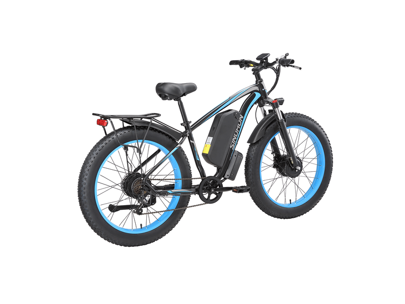 Vélo électrique double moteur sinohon x26, fat bike 26 po tout-terrain, bleu - Conforama E