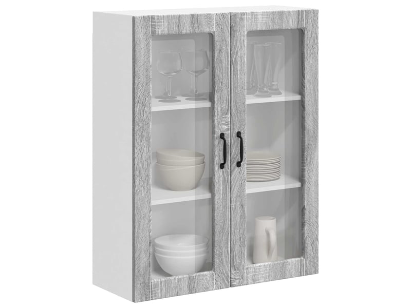  Meuble mural de cuisine, cabinet en verre mural sonoma gris 80x31x100cm  - Conforama C