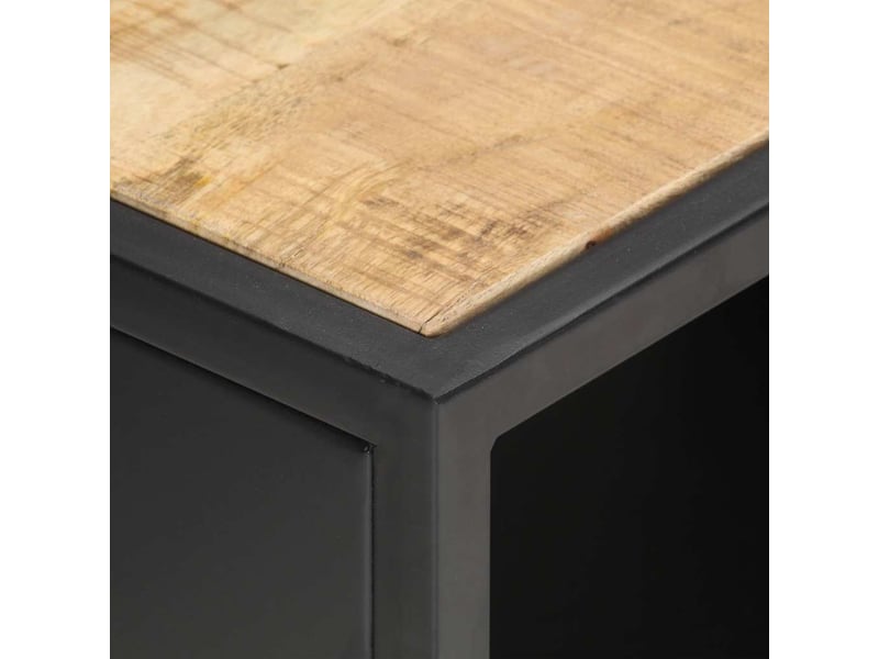  Meuble tv - banc tv - meuble de rangement avec porte sculptée 90x30x40 cm bois de manguier brut  - Conforama E