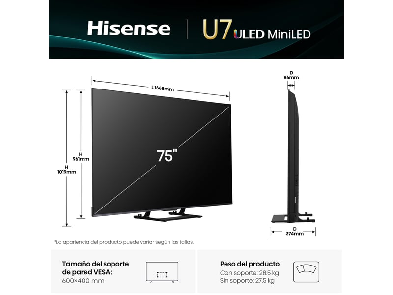  75u7q-tv miniled uhd 4k smart tv  - Conforama C