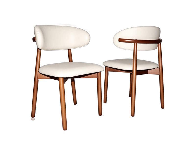  Chaises de salle à manger bois massif noyer lot de 2 avec dossier ergonomique et pieds bois antidérapants  - Conforama D