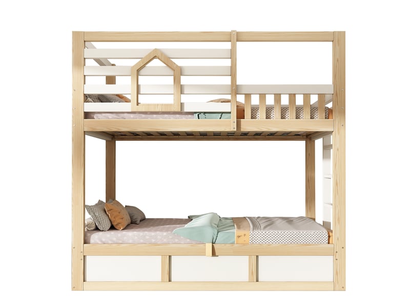  Lit superposé 90x200 cm avec rangement hydraulique et échelle  - Conforama A