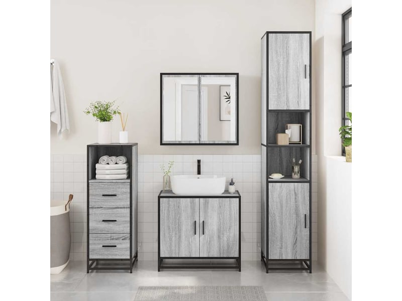 Armoire de salle de bain, cabinet de salle de bain sonoma gris 35x37,5x100 cm cf65128 - Conforama C
