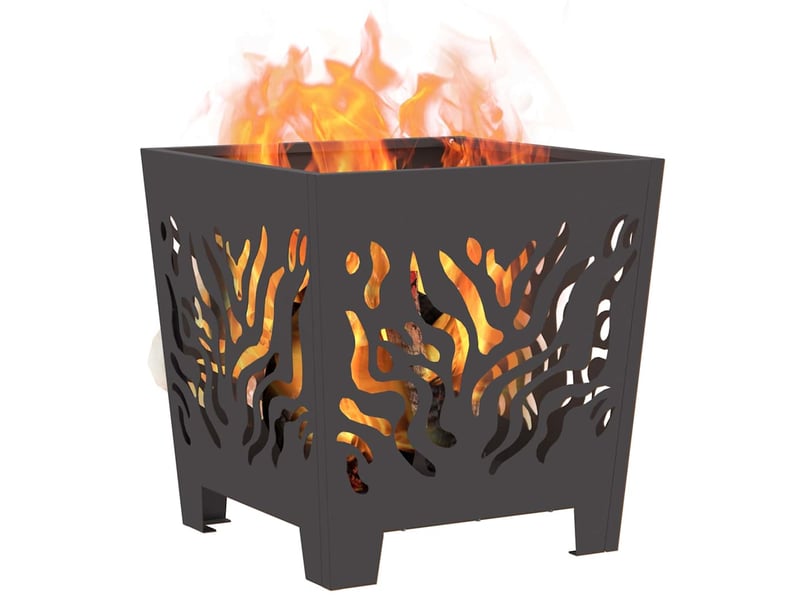 Brasero exterieur, foyer camping noir 40x40x40 cm acier patiné - Conforama C