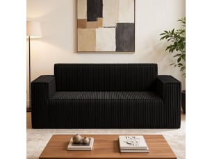 Canapé droit fixe <strong>MAISENTIEL</strong> <strong></strong> 2 places Velours côtelé noir