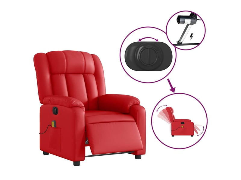  Fauteuil de massage inclinable électrique, fauteuil relax rouge similicuir shl55136  - Conforama E