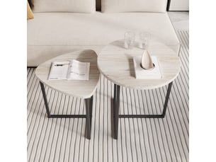 Tables basses gigognes lot de 2 avec plateau en forme de cœur et structure métallique, style industriel, salon