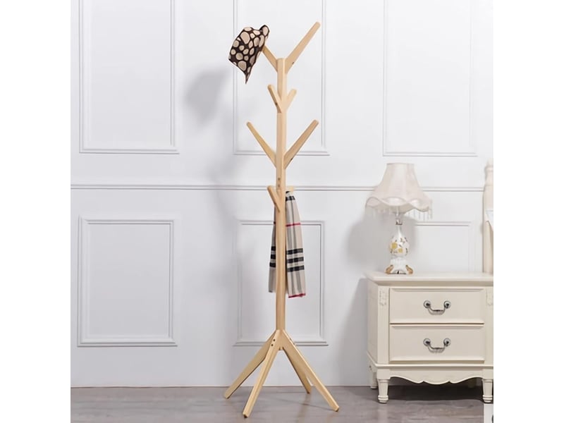 Porte-manteau sur pied - avec patères en forme de branches et base stable - support multifonction - en bambou naturel - 45 x 175 cm  - Conforama B