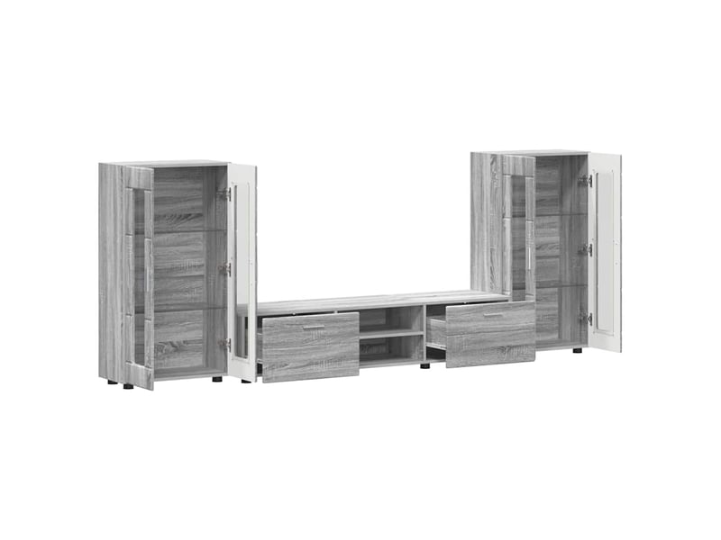  Ensemble meuble tv - banc tv - meuble de rangement florin 3 pcs gris sonoma bois d'ingénierie  - Conforama E
