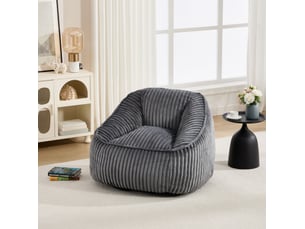 Fauteuil pouf avec dossier enveloppant et mousse à mémoire de forme pour intérieur en velours côtelé gris foncé