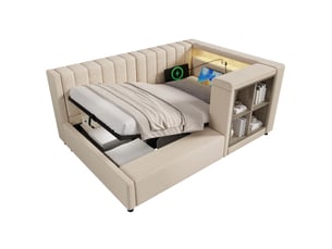 Lit banquette 90x200 cm   CozyNest coloris beige