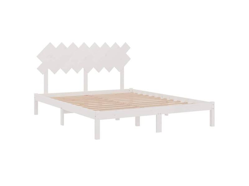 Lit double- lit adulte -  cadre de lit sans matelas blanc 160x200 cm bois massif  - Conforama C