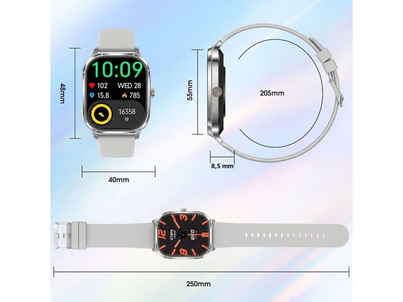 Montre connectee 2026 bluetooth ecran hd 2,02 pouces silicone grise unisexe modes sport 189790_AADLQ71064_6_DROPFR - Conforama B