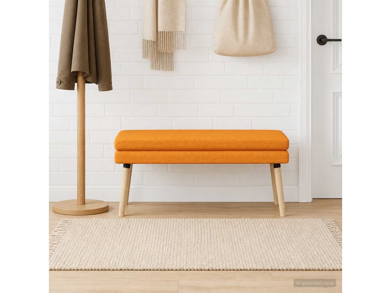  Banc d'entrée, banc à double couche jaune foncé 110x40x47 cm tissu  - Conforama B