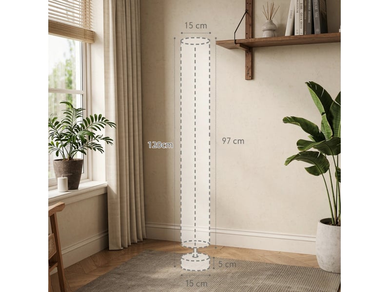  Lampadaire beige 120 cm avec abat-jour en lin, 2 douilles e27 et interrupteur au pied  - Conforama C